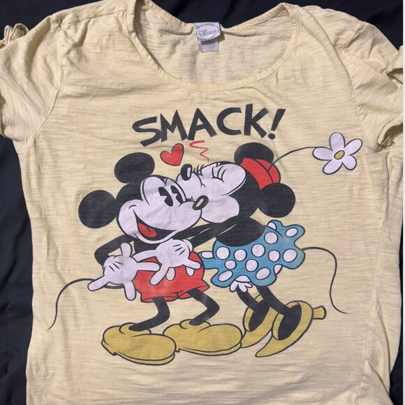 Yellow Disney Mickey and Minnie t shirt- women- L - Picture 1 of 1